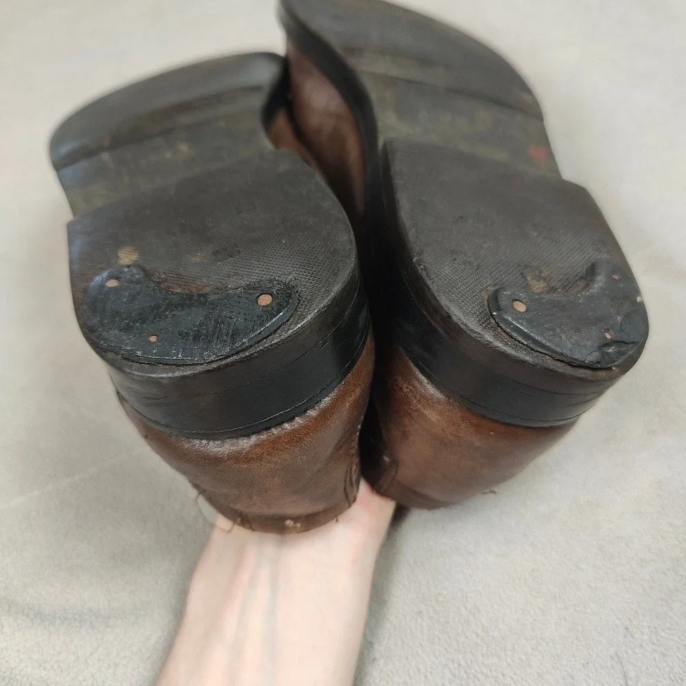 Vintage YSL Yves Saint Laurent Dress Shoes Men 7 Brown Leather Oxford Monk Strap